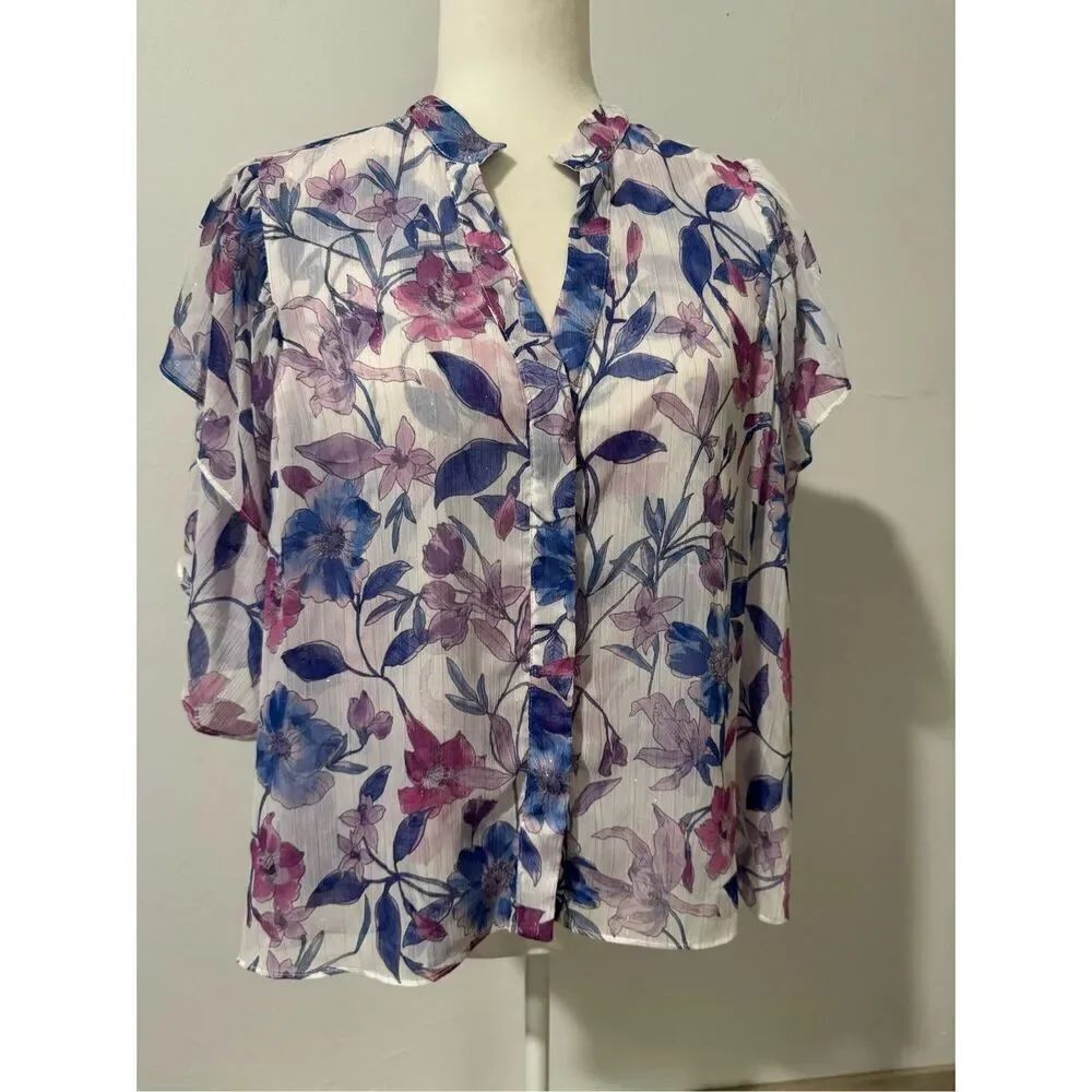 Misa Livia floral metallic top L